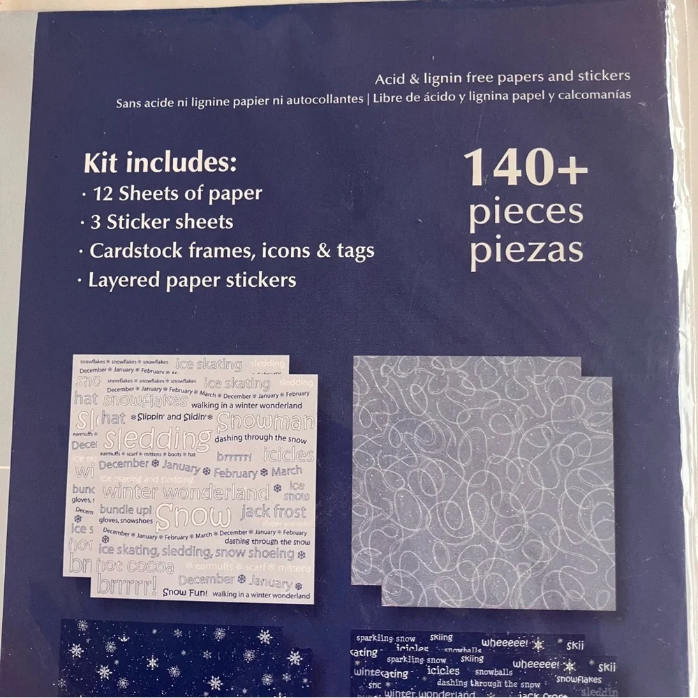12x12 Winter Fun Premium Scrapbook Kit 18 pages with coordinated‎ stickers
